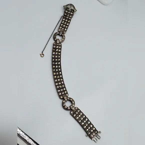 Antique art deco 1917 Diamonbar bracelet Sterling silver buckle clasp collectors